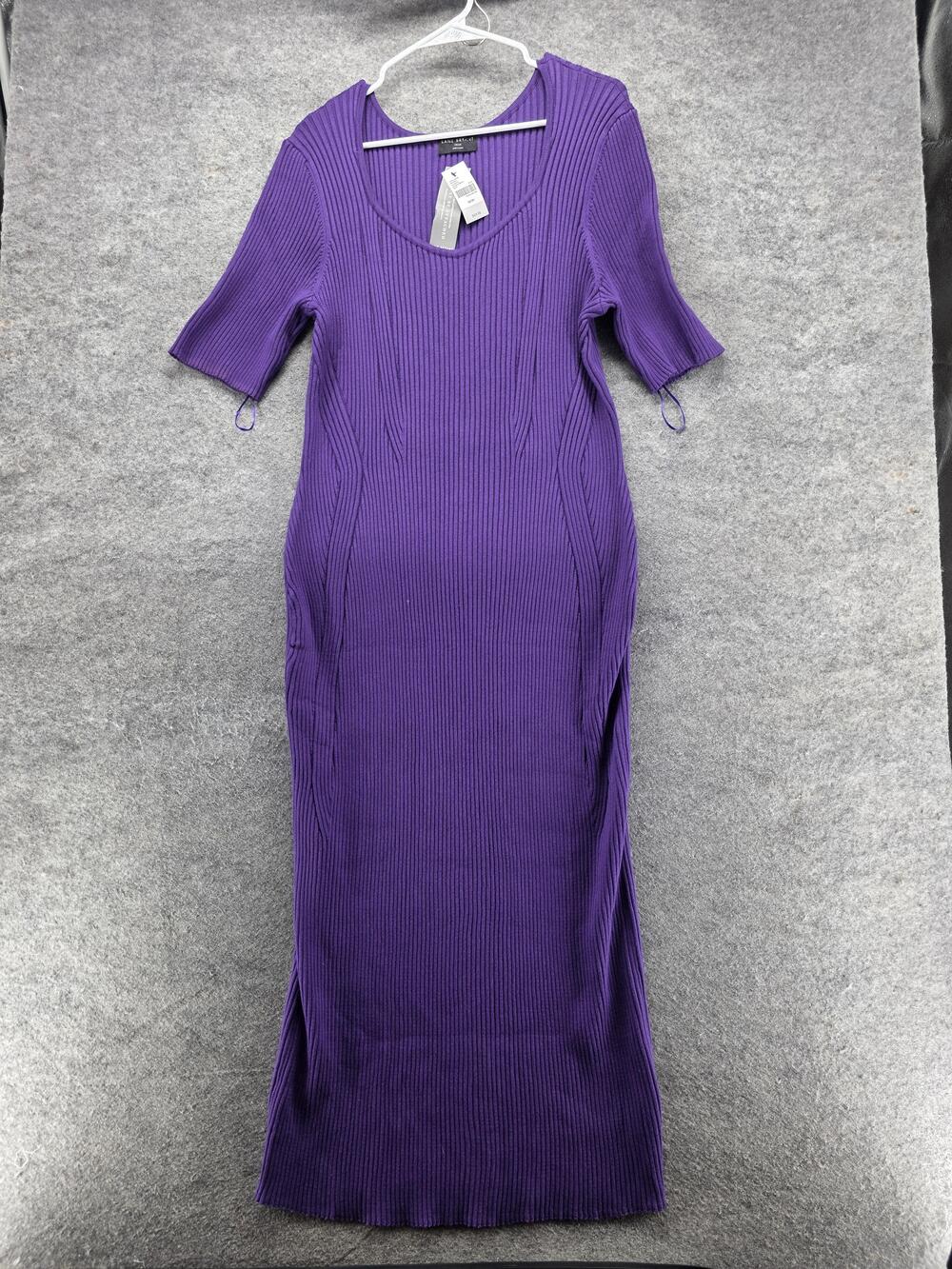 Lane Bryant Dress Womens 2X Purple Rib Knit Sweater Bodycon Midi Half Sleeve